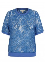 Yumi Lace Short Sleeve Top (Blue)