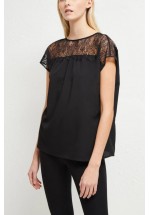 French Connection Crepe Light Lace V-Back Top